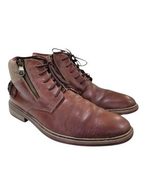 Rieker Ankle Boot Brown Double Zippers Preppy Buckle Detail Men's 44 EU 10.5US